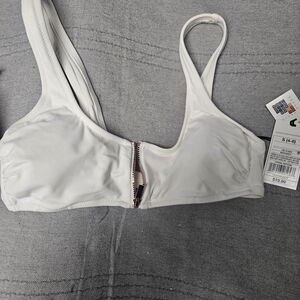 Target White Zip Front Swim Bra